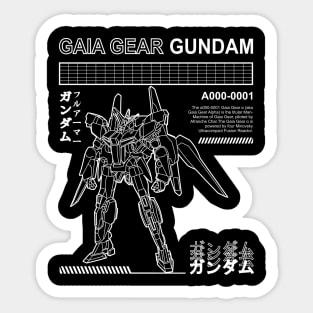 GUNDAM GAIA GEAR ALPHA Α000-0001 BLACK WHITE STREETWEAR SHIRT Sticker